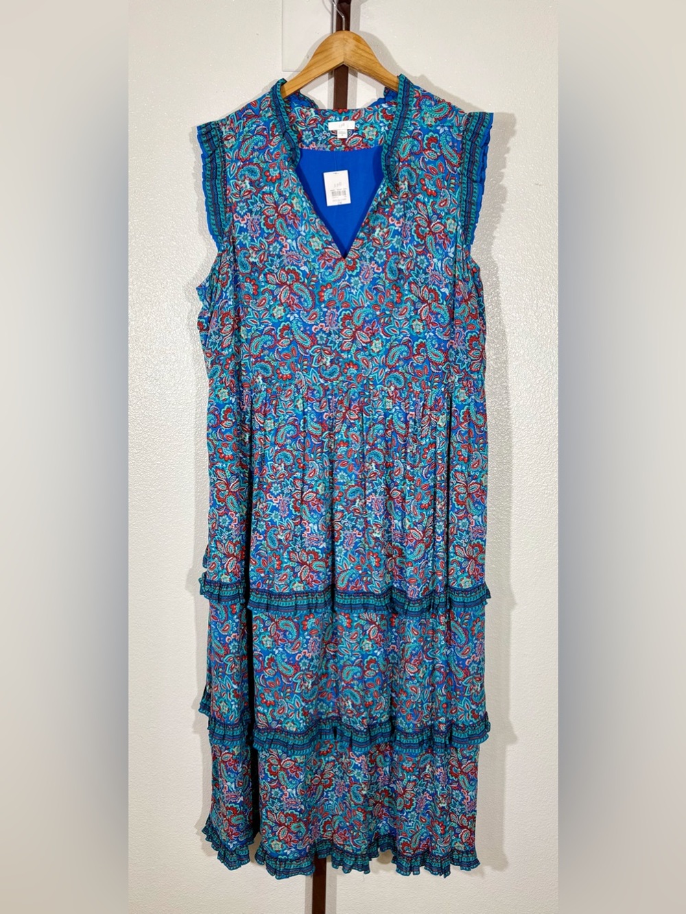 NWT J. Jill Coastal Ruffles Sleeveless Midi Dress Size 2X - Picture 2 of 8